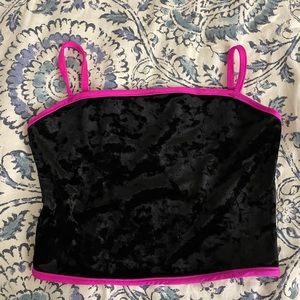 Revolve Superdown velvet black and pink tank top/cami top